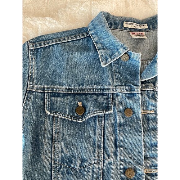 Vintage GUESS George Marciano Denim Trucker Jacket 90's Youth Unisex - Picture 4 of 10